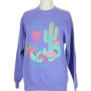 Vintage Purple crew neck sweatshirt with cactus and sun design